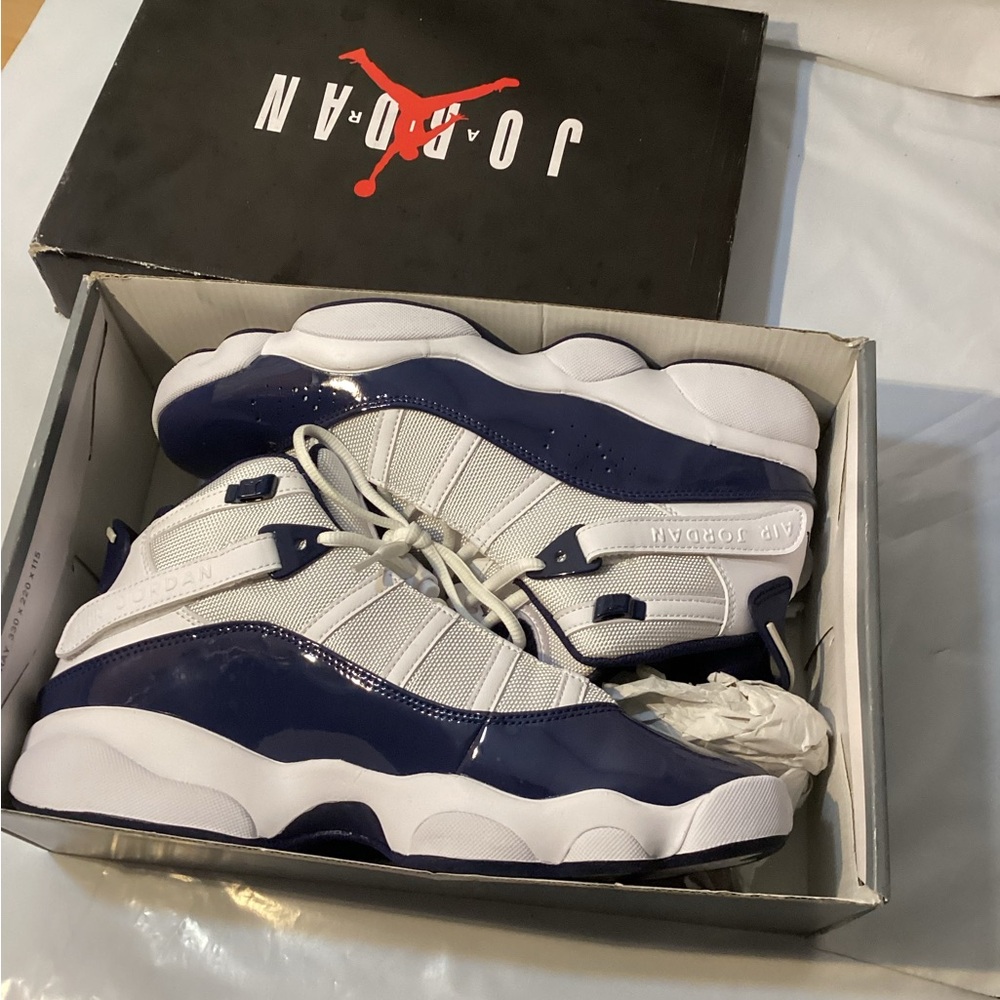 Men NIKE Air Jordan 6 RINGS White / Midnight Navy 322992 124 SZ 10
